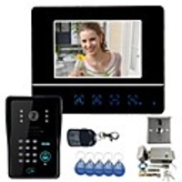 7" Video Door Phone DoorBell Intercom System Touch Panel Door Lock RFID Keyfobs 1V1 Electronic Door Lock