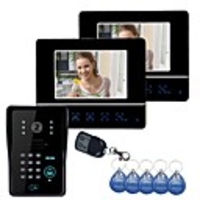 7" Video Door Phone DoorBell Intercom System Touch Panel Door Lock RFID Keyfobs 1V2