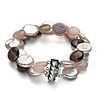 7"14k gold Button freshwater pearl and Smokyqz together Bracelets