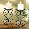 7"Floral Design Black Metal Candlestick
