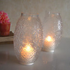 7"H Country Style Stripe Glass Votive Candle Holder(With Candle)