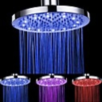 8 Inch Battery-Free Temperature Controlled Led Color Changing Round Shower Head