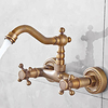 Art Deco Antique Brass Sprinkle Sink Faucets,  Wall Mount Two Handles Two Holes Kitchen Faucet with Hot and Cold Water Switch Lightinthebox