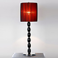 Artistic Modern Table Light With Crimson Drum Shade