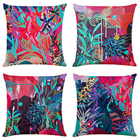 Arty Double Side Cushion Cover 4PC Soft Decorative Square Throw Pillow Cover Cushion Case Pillowcase for Bedroom Livingroom Superior Quality Machine Washable Outdoor Indoor Cushion for Sofa Couch Bed Chair Lightinthebox