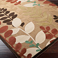 Autumn Wool Tufted Area Rug With Leaves Pattern 5