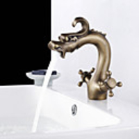 Bathroom Sink Faucet - Centerset Antique Brass Centerset One Hole / Two Handles One HoleBath Taps