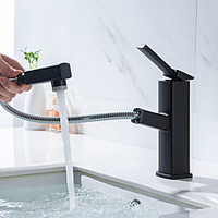 Bathroom Sink Faucet - Pull out / Pullout Spray Chrome / Electroplated / Painted Finishes Centerset Single Handle One HoleBath Taps Lightinthebox