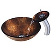 Bathroom Sink Faucet-Solid color tempered glass countertop basin minimalist art basin-Tempered Glass Round Vessel Sink