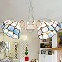 Bohemian Style Chic Tiffany 4 Light Chandelier With Grid Shade