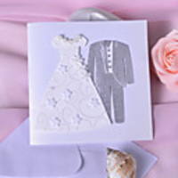 Bride Groom Design Wedding Invitation With Flower/Pearls- Set of 50