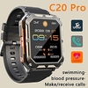 C20 PRO Smartwatch Bluetooth Call Blood Pressure Detection IP68 Waterproof Men