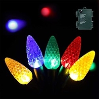 C7 Bulbs Christmas Lights with Timer - 50 LED 16.4ft Strawberry Battery String Light for Outdoor Indoor - Mini Lighting Decor Patio Wreath Garland Party Xmas Tree Christmas Decorations