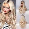 C903 Natural Long Wavy Wig for Women Ash Blonde Ombre Wig with Brown Roots Middle Parting Heat Resistant Synthetic Wig for Cosplay Halloween Lightinthebox