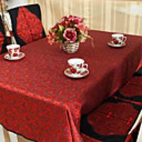 Chinese Style Red Polyester Table Cloth