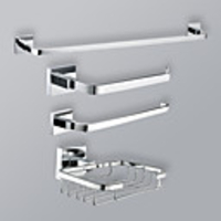 Chrome Finish Bathroom Accessory Set With Toilet Paper Rack And Towel Ring