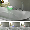 Chrome Finish Contemporary Color Changing LED Waterfall Tub Faucet