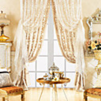 Classic Brown Floral Polyester Cotton Blend Energy Saving Curtain Panel