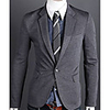 Classic Contrast Color Collar Single Button Suit