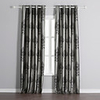 Classic Dark Grey Floral Energy Saving Curtain Panel