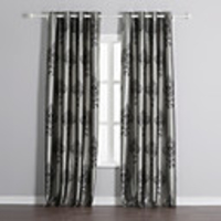 Classic Dark Grey Floral Energy Saving Curtain Panel