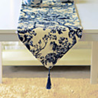 Classic Floral Linen / Cotton Blend Table Runner