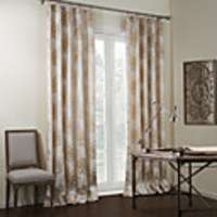 Classic Golden Floral Lined Blackout Curtain Panel