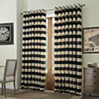 Classic Jacquard Stripe Chenille Lined Curtain Panel