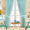Classic Polyester Cotton Blend Blue Energy Saving Curtain Panel