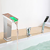 Concise Chrome Finish Multi-color LED Widespread Tubfaucet with Hand Shower