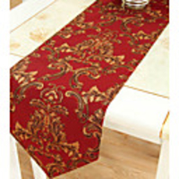 Concise Gold Embroidery Floral Red Polyester Table Runner