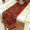 Concise Gold Embroidery Red Polyester Table Runner