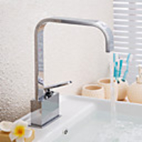 Contemporary Rotatable Chrome Finish Brass Bathroom Sink Faucet