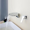 Contemporary Waterfall Chrome Brass Two Holes Single Handle Bathroom Sink Faucet