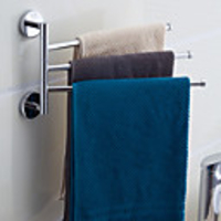 Contemporary 3 Bars Rotatable Chrome Finish Towel Bar