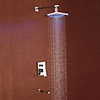 Contemporary Chrome Finish LED Wall Mount Shower Faucet with Square Showerhead