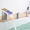 Contemporary Chrome Finish Multi-color LED Widespread Tubfaucet with Hand Shower