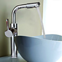 Contemporary Chrome Finish Rotatable Countertop Bathroom Sink Faucet
