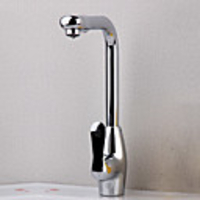 Contemporary Chrome Finish Rotatable Hot And Cold Mixer Bathroom Sink Faucet