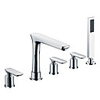 Contemporary Chrome Finish Three Handles Centerset Tub Faucet With Handle Shower