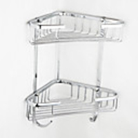 Contemporary Chrome Finish Triangle Double Layer Wall-mounted Soap Basket