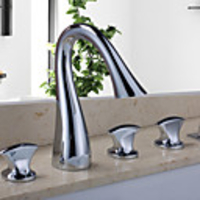 Contemporary Chrome Finish Two Handles Shower Faucet
