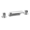 Contemporary Chrome Finish Two Handles Widespread Waterfall Bathroom Sink Faucet