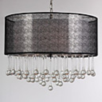 Contemporary Crystal 4 Light Pendant With Black Shade