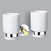 Contemporary Style Chrome Finish Zinc Alloy Wall Mounted Toothbrush Holder (2 Cups)
