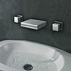 Contemporary Widespread Wall Mount Waterfall 3 Colors LED Bathroom Sink Faucet