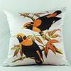 Country Bird Silk Decorative Pillow Cover
