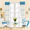 Country Blue Floral Polyester Cotton Blend Energy Saving Curtain Panel