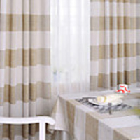 Country Check Linen/Cotton Energy Saving Curtain Panel