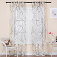Country Jacquard Curve Sheer Curtain Panel